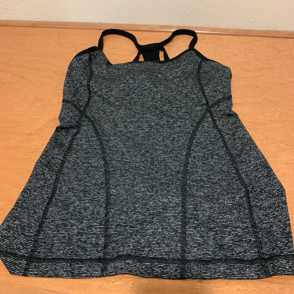 Zella Black/Grey Striped Tank. Small.